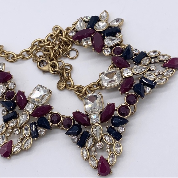 J. Crew Navy & Burgundy Cluster Necklace - Picture 2 of 2